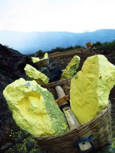 Sulphur extracted from mines at Ijen